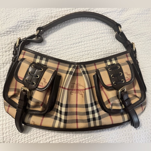 Burberry Haymarket Leather Front Pocket Bag - Picture 4 of 8